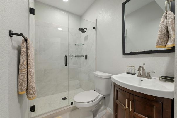 Bathroom, Glass Shower, Interior, Recessed Lighting