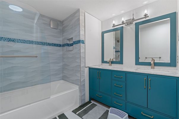 Bathroom, Glass Shower, Interior, Recessed Lighting