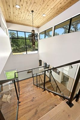 Home Office, Interior, Pendant Lights, Recessed Lighting, Wooden Ceilings, Wood Texture Flooring