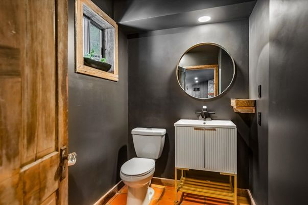 Bathroom, Interior, Recessed Lighting, Wood Texture Flooring