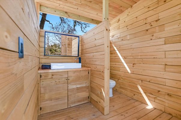 Bathroom, Interior, Wooden Ceilings, Wood Texture Flooring, Wooden Walls