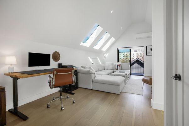 Home Office, Interior, Living room, Recessed Lighting, Wood Texture Flooring