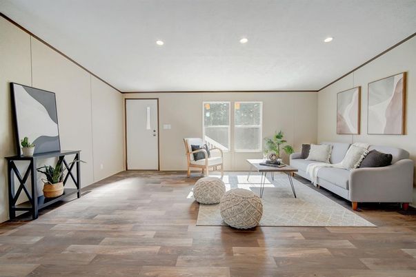Interior, Living room, Recessed Lighting, Wood Texture Flooring