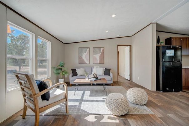 Interior, Kitchen, Living room, Recessed Lighting, Wood Texture Flooring
