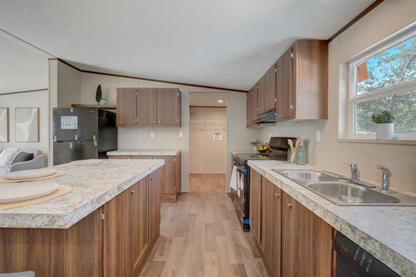 Interior, Kitchen, Recessed Lighting, Wood Texture Flooring