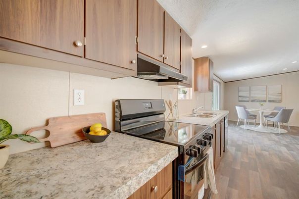 Dining room, Interior, Kitchen, Recessed Lighting, Wood Texture Flooring