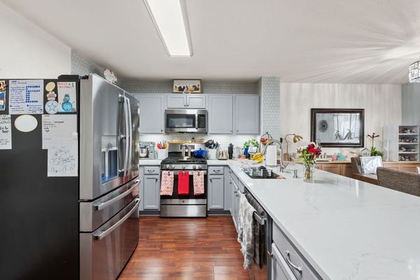 Interior, Kitchen, Stainless Steel Appliances, Wood Texture Flooring