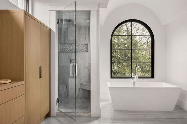 Bathroom, Free Standing Baths, Glass Shower, Interior
