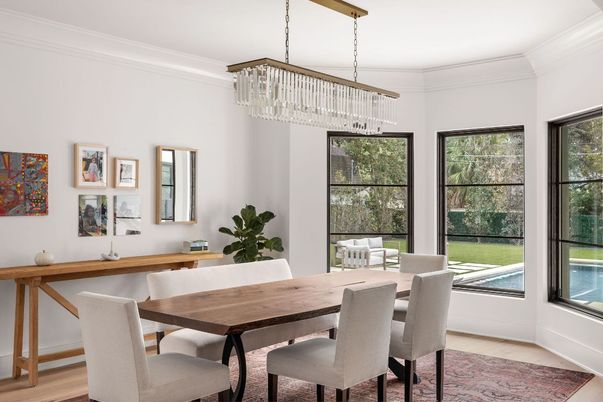 Chandelier, Dining room, Interior, Wood Texture Flooring