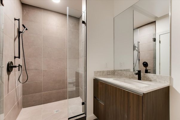 Bathroom, Glass Shower, Interior, Recessed Lighting