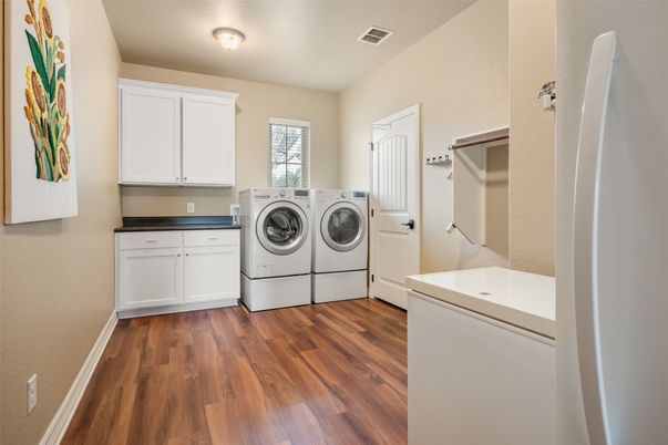 Interior, Washer, Wood Texture Flooring