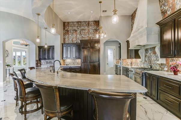 Interior, Kitchen, Marble, Pendant Lights, Recessed Lighting