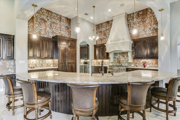 Interior, Kitchen, Marble, Pendant Lights, Recessed Lighting