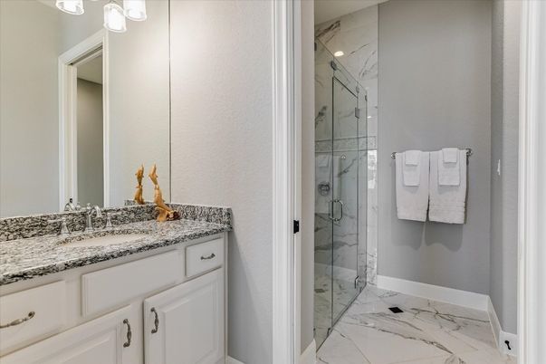 Bathroom, Glass Shower, Interior, Marble, Marble Walls