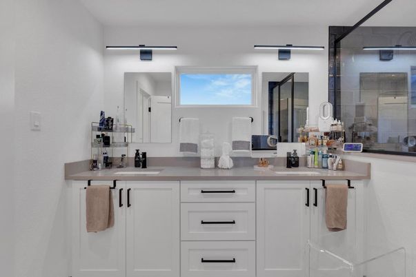 Bathroom, Dual Sink Vanities, Glass Shower, Interior