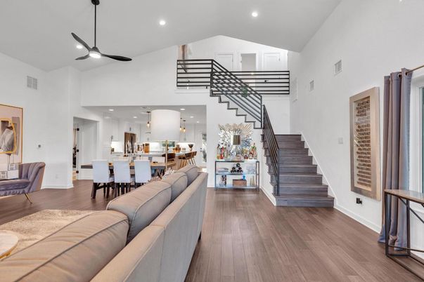 Dining room, Interior, Kitchen, Living room, Pendant Lights, Recessed Lighting, Wood Texture Flooring