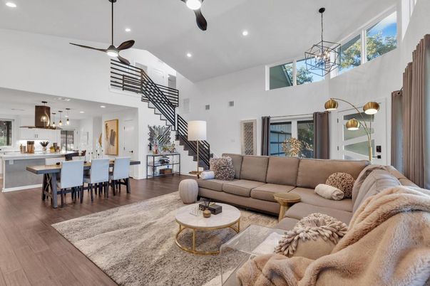 Dining room, Interior, Kitchen, Living room, Pendant Lights, Recessed Lighting, Wood Texture Flooring
