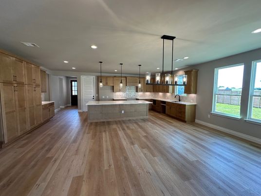 Interior, Kitchen, Pendant Lights, Recessed Lighting, Wood Texture Flooring