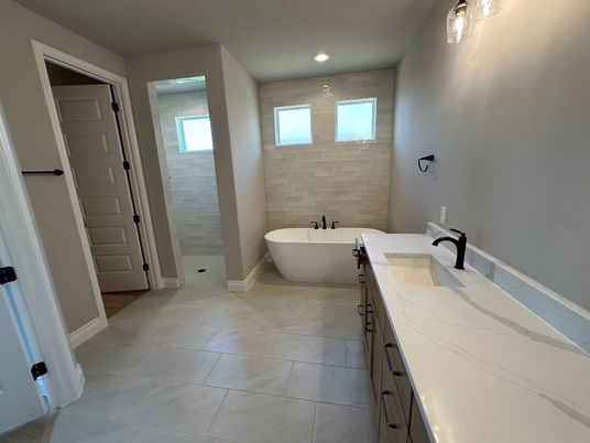 Bathroom, Dual Sink Vanities, Free Standing Baths, Interior, Recessed Lighting