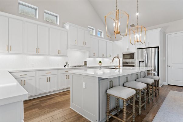 Interior, Kitchen, Pendant Lights, Stainless Steel Appliances, Wood Texture Flooring