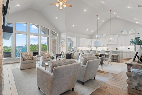 Dining room, Interior, Kitchen, Living room, Pendant Lights, Recessed Lighting, Wood Texture Flooring