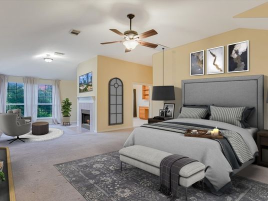 Bedroom, Fireplace, Interior