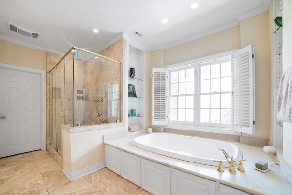Bathroom, Glass Shower, Interior, Recessed Lighting