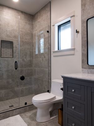 Bathroom, Glass Shower, Interior, Recessed Lighting