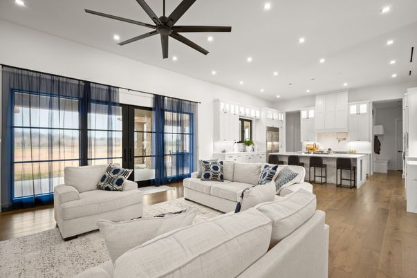 Interior, Kitchen, Living room, Recessed Lighting, Wood Texture Flooring