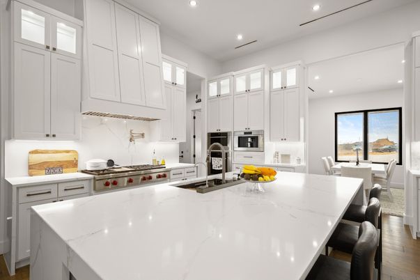 Dining room, Interior, Kitchen, Recessed Lighting, Stainless Steel Appliances, Wood Texture Flooring