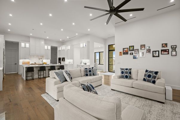 Interior, Kitchen, Living room, Recessed Lighting, Wood Texture Flooring