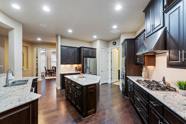 Dining room, Interior, Kitchen, Recessed Lighting, Wood Texture Flooring