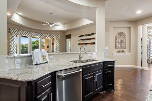 Interior, Kitchen, Recessed Lighting, Wood Texture Flooring