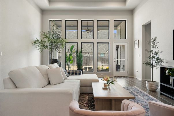 Interior, Living room, Recessed Lighting, Wood Texture Flooring