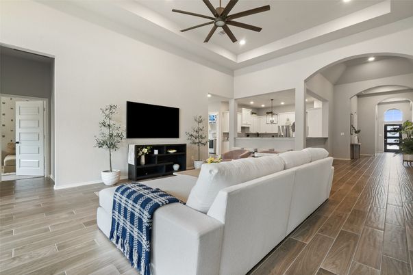 Interior, Kitchen, Living room, Pendant Lights, Recessed Lighting, Wood Texture Flooring