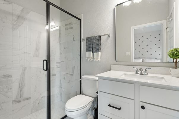 Bathroom, Glass Shower, Interior, Marble Walls
