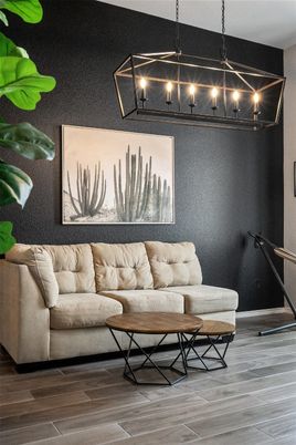 Interior, Living room, Pendant Lights, Wood Texture Flooring