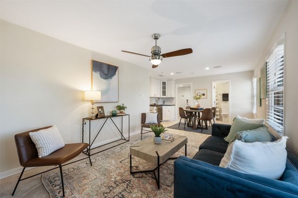 Dining room, Interior, Kitchen, Living room, Recessed Lighting