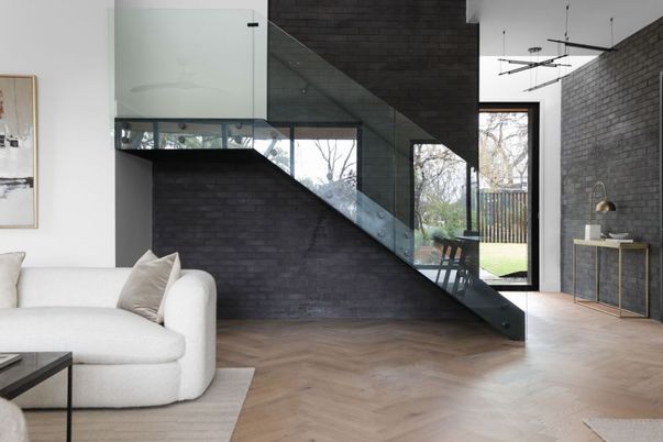 Interior, Pendant Lights, Stone Walls, Wood Texture Flooring