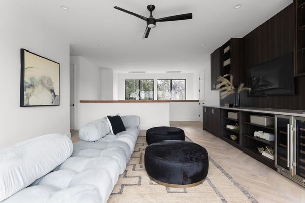Interior, Living room, Recessed Lighting, Wood Texture Flooring