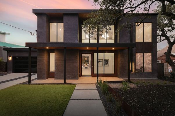 Attached, Exterior, Facade, Brick Facade, Modern