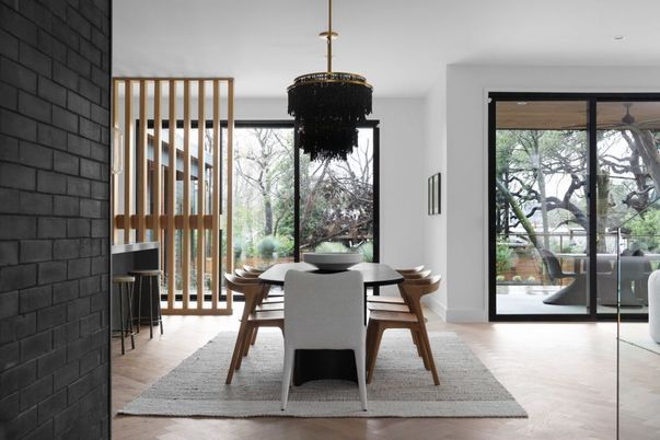 Chandelier, Dining room, Interior, Wood Texture Flooring