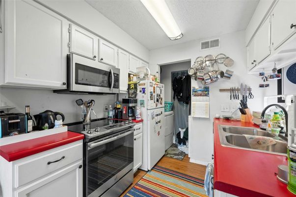 Interior, Kitchen, Stainless Steel Appliances, Wood Texture Flooring