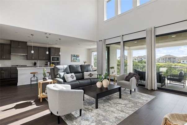 Interior, Kitchen, Living room, Pendant Lights, Recessed Lighting, Wood Texture Flooring