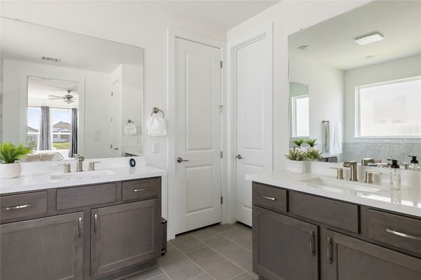 Bathroom, Dual Sink Vanities, Interior, Recessed Lighting