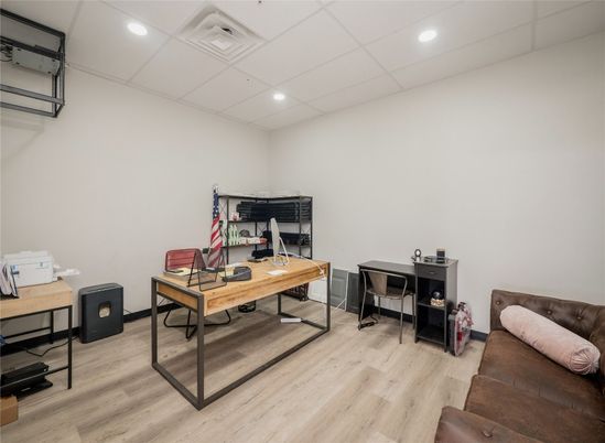 Home Office, Interior, Recessed Lighting, Wood Texture Flooring
