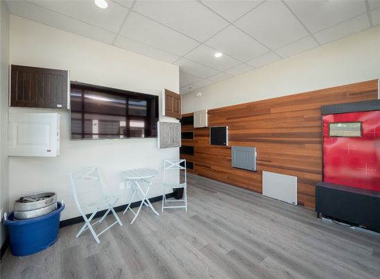 Interior, Recessed Lighting, Wood Texture Flooring, Wooden Walls