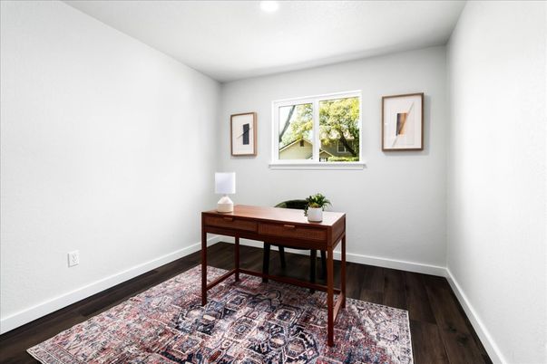 Home Office, Interior, Recessed Lighting, Wood Texture Flooring