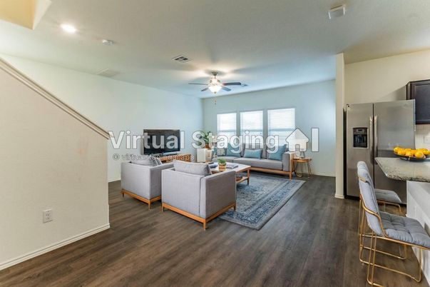Interior, Living room, Recessed Lighting, Stainless Steel Appliances, Wood Texture Flooring