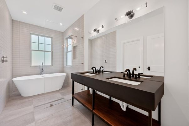 Bathroom, Dual Sink Vanities, Free Standing Baths, Interior, Recessed Lighting